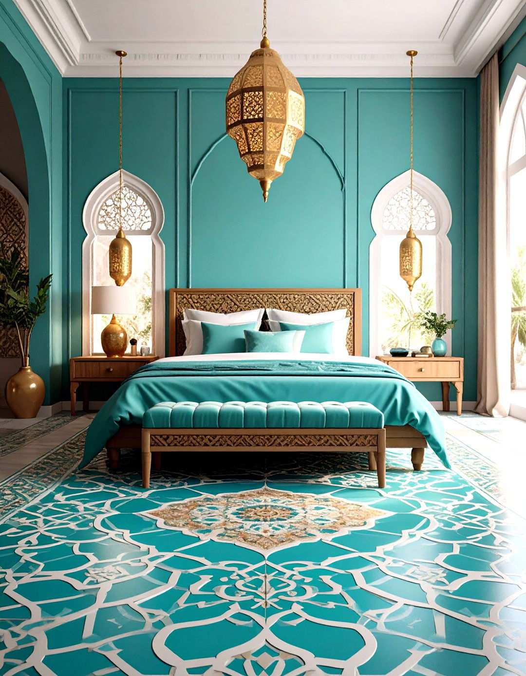 Moroccan Stenciled Floor Design - 24 Painted Floor Ideas