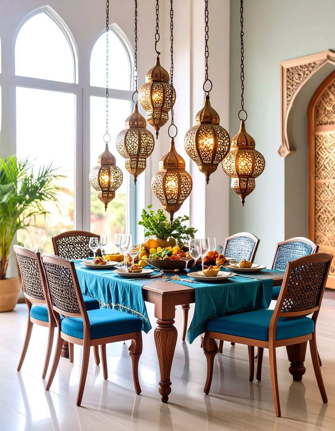 Moroccan Style Hanging Lantern Cluster - 24 Lantern Centerpiece Ideas