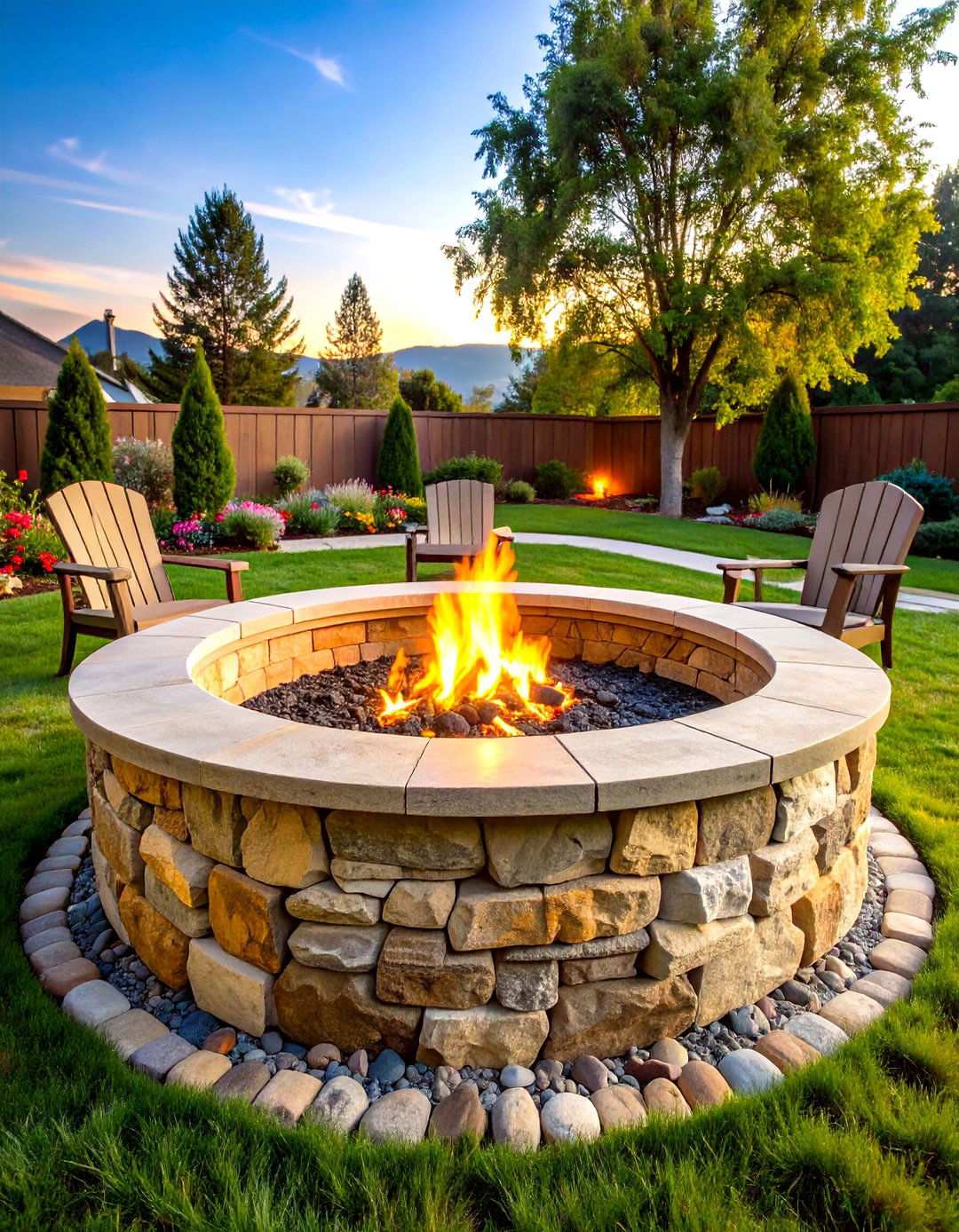 Mortared Flagstone Fire Pit Design - 24 Rock Fire Pit Ideas