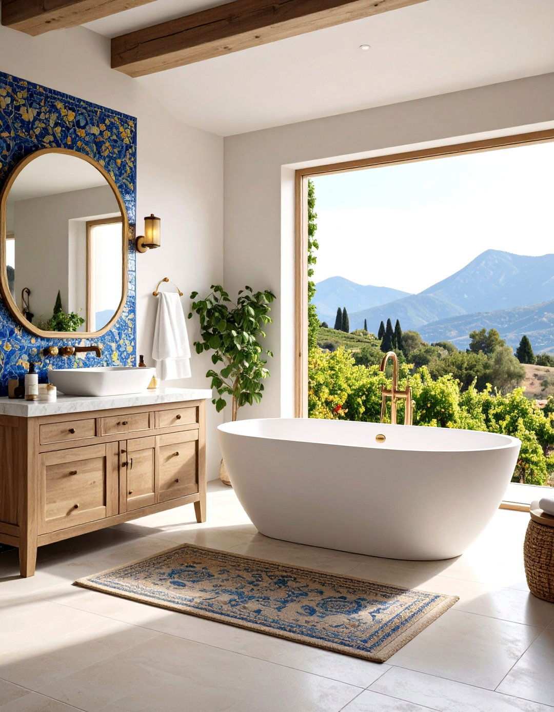 Mosaic Accent Wall Bathroom - 24 Tuscan Bathroom Ideas