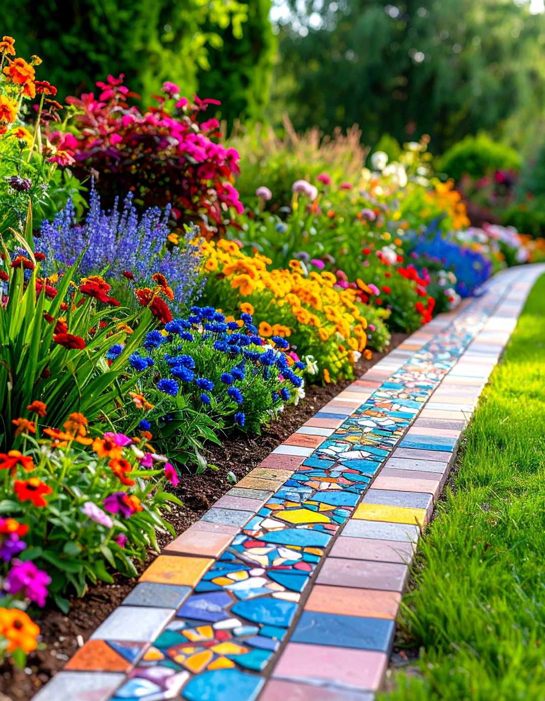 Mosaic Border Edging - 24 Mosaic Garden Ideas