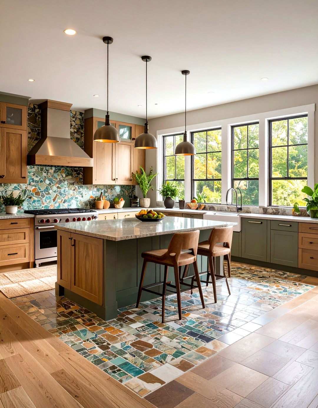 Mosaic Glass and Stone Mix - 24 Rustic Backsplash Ideas