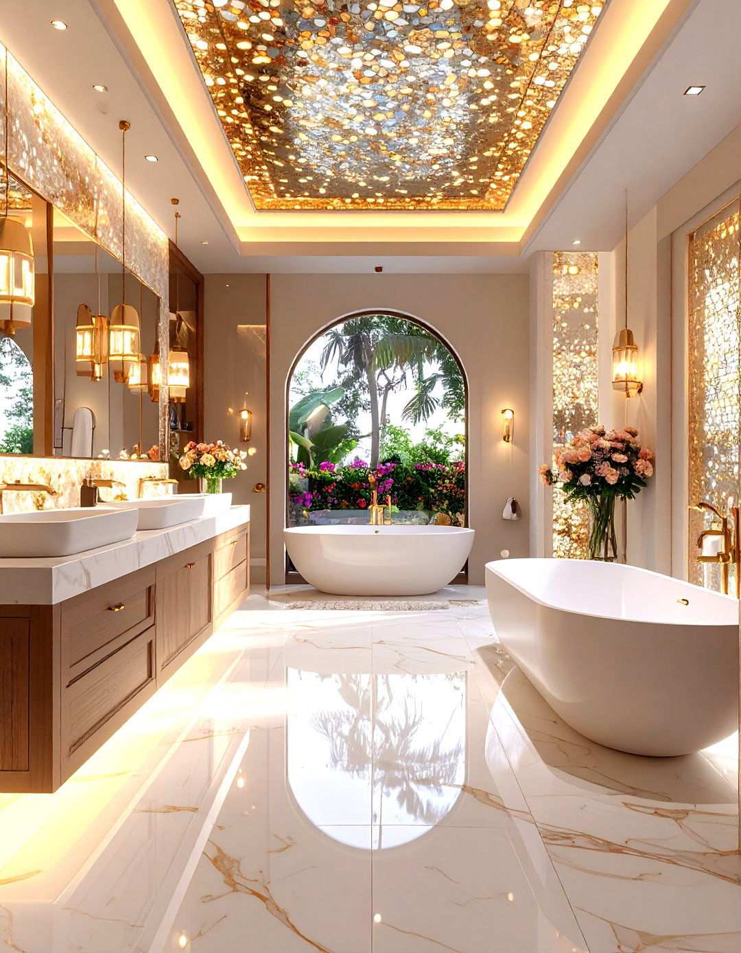 Mosaic Masterpiece - 24 White and Gold Bathroom Ideas