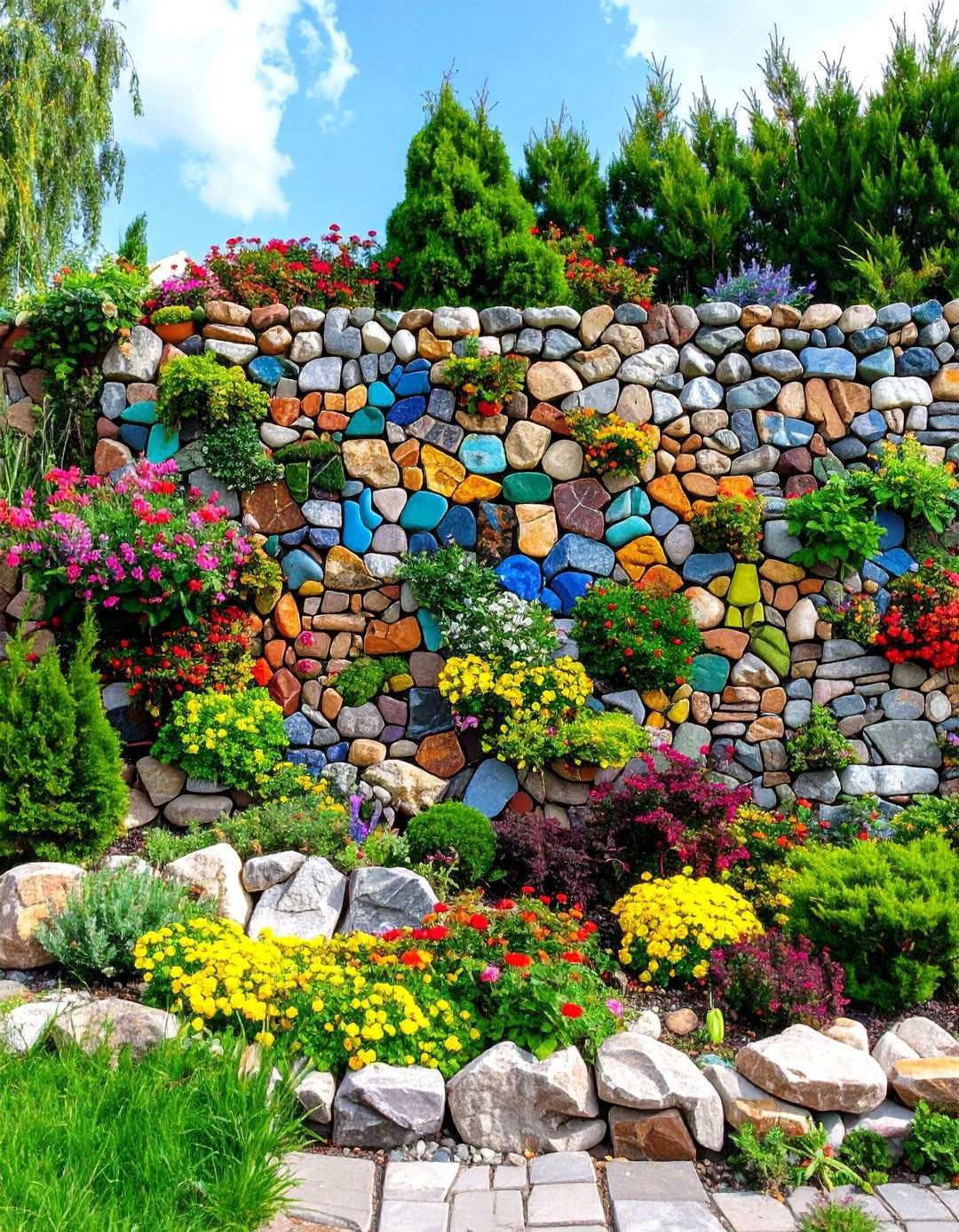 Mosaic Pattern Stone Walls - 24 Stone Wall Ideas