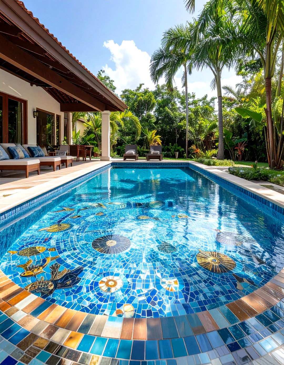 Mosaic Pool Floor Artistry - 24 Pool Tile Ideas