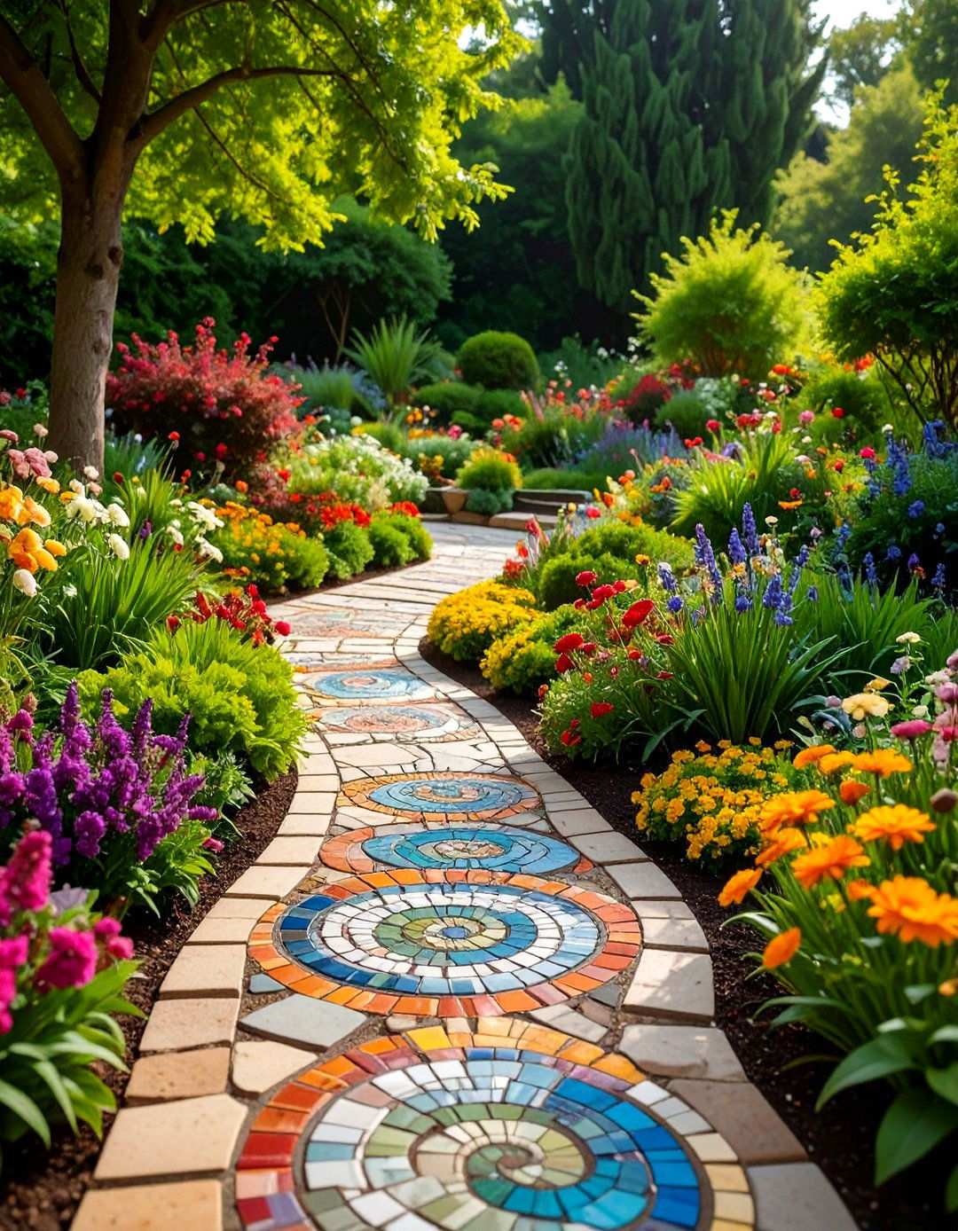 Mosaic Stepping Stone Pathways - 24 Mosaic Garden Ideas