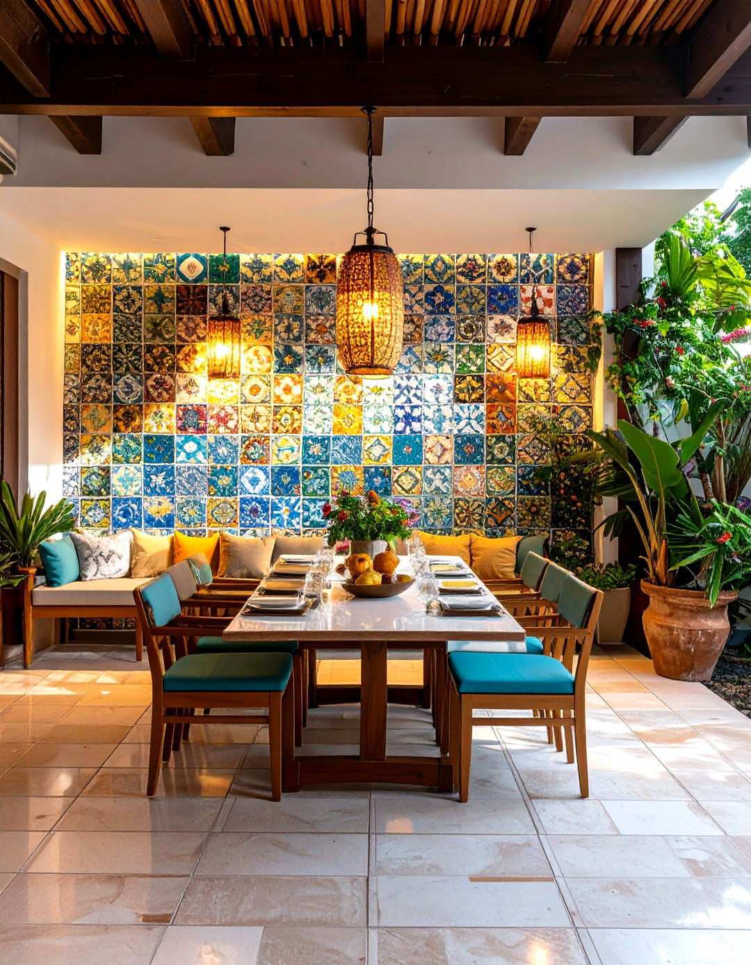 Mosaic Tile Art Feature Walls - 24 Outdoor Wall Decor Ideas