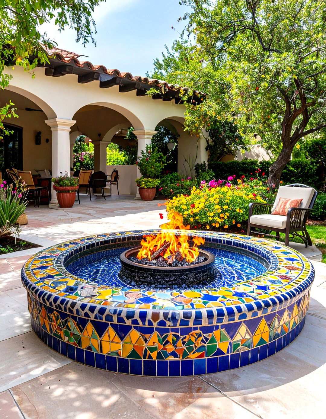 Mosaic Tile Decorative Ring - 24 Wood Burning Fire Pit Ideas