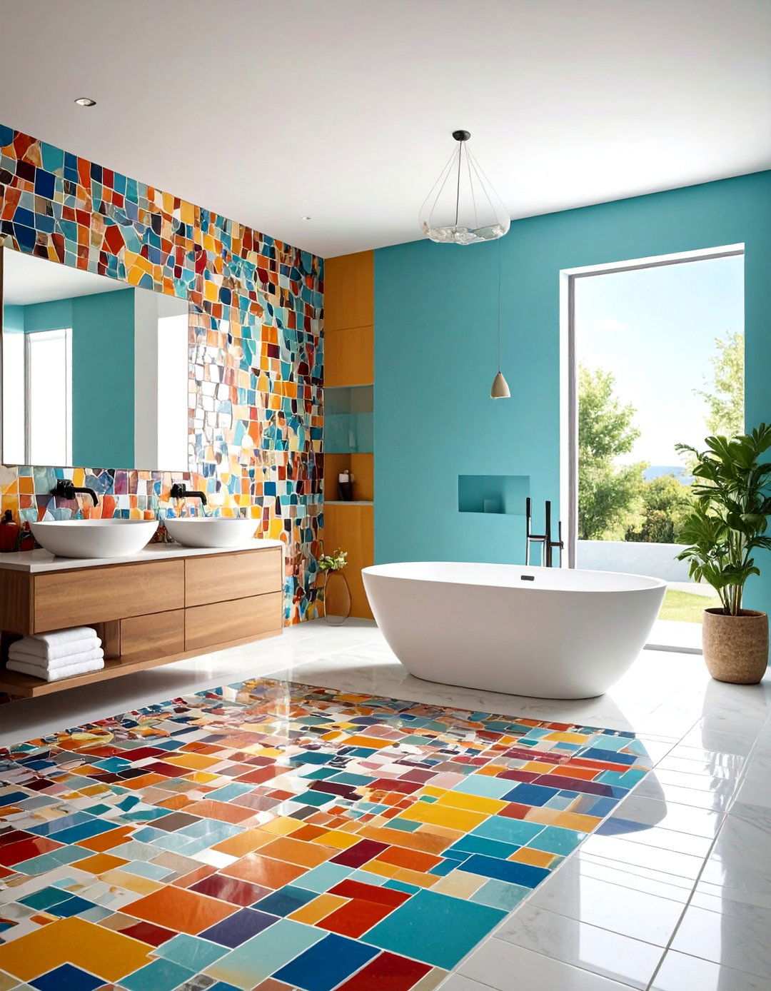 Mosaic Tile Feature Wet Room - 24 Wet Room Ideas