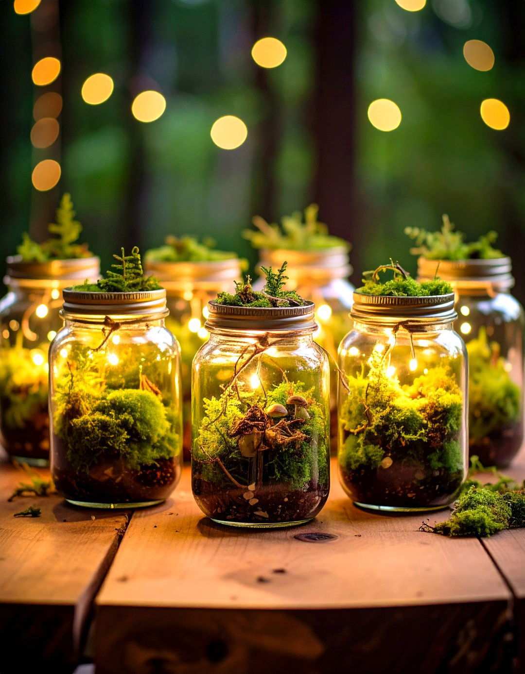Moss and Mushroom Forest Themes - 24 Mason Jar Centerpiece Ideas