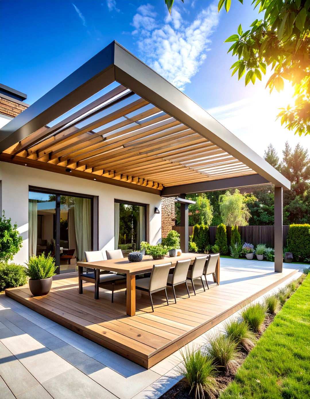 Motorized Louvered Aluminum Roof - 24 Pergola Roof Ideas