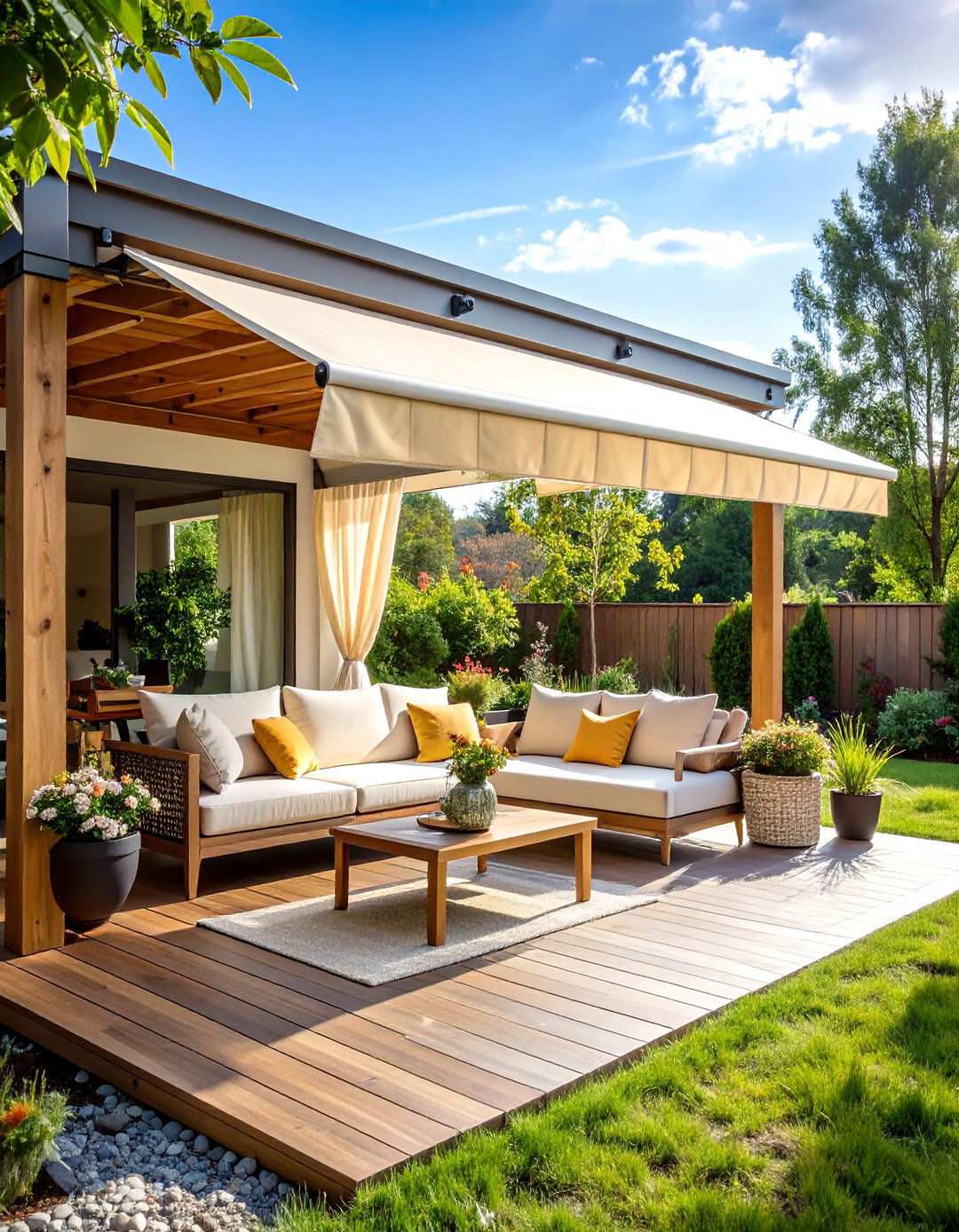 Motorized Retractable Awnings - 24 Pergola Cover Ideas