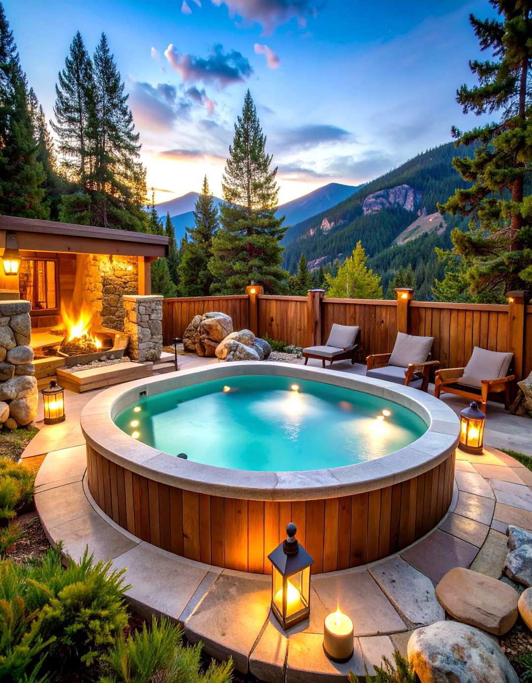 Mountain Lodge Hot Tub Sanctuary - 24 Hot Tub Landscaping Ideas