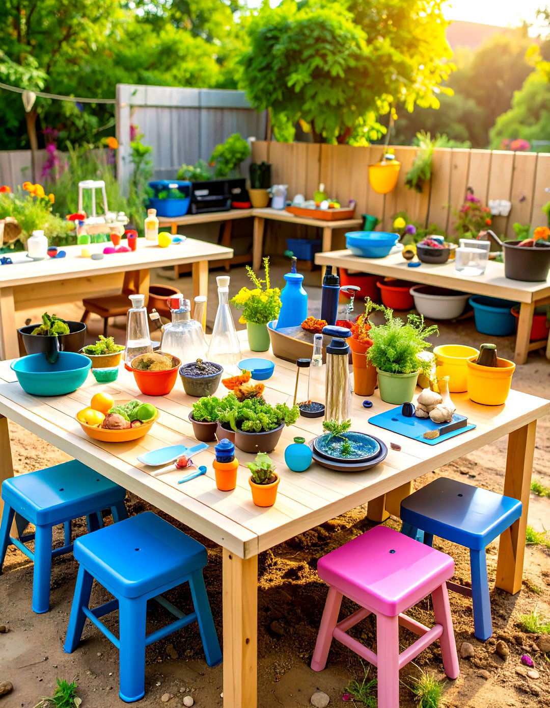 Mud Kitchen with Science Experiment Discovery Station - 24 Mud Kitchen Ideas