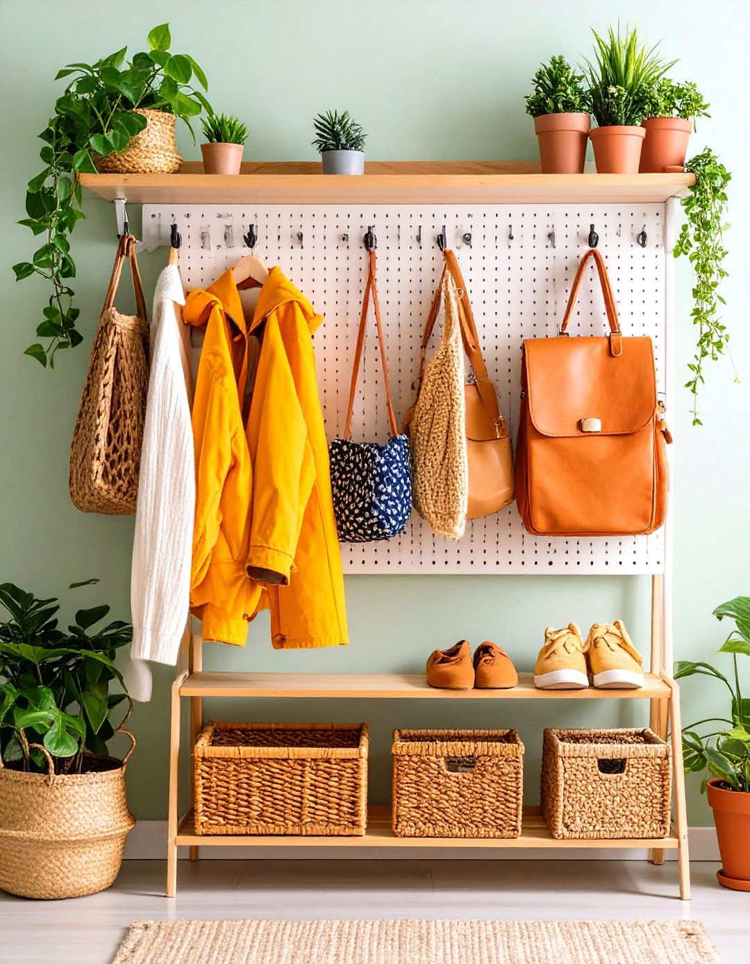 Mudroom Entry Organization - 24 Pegboard Ideas