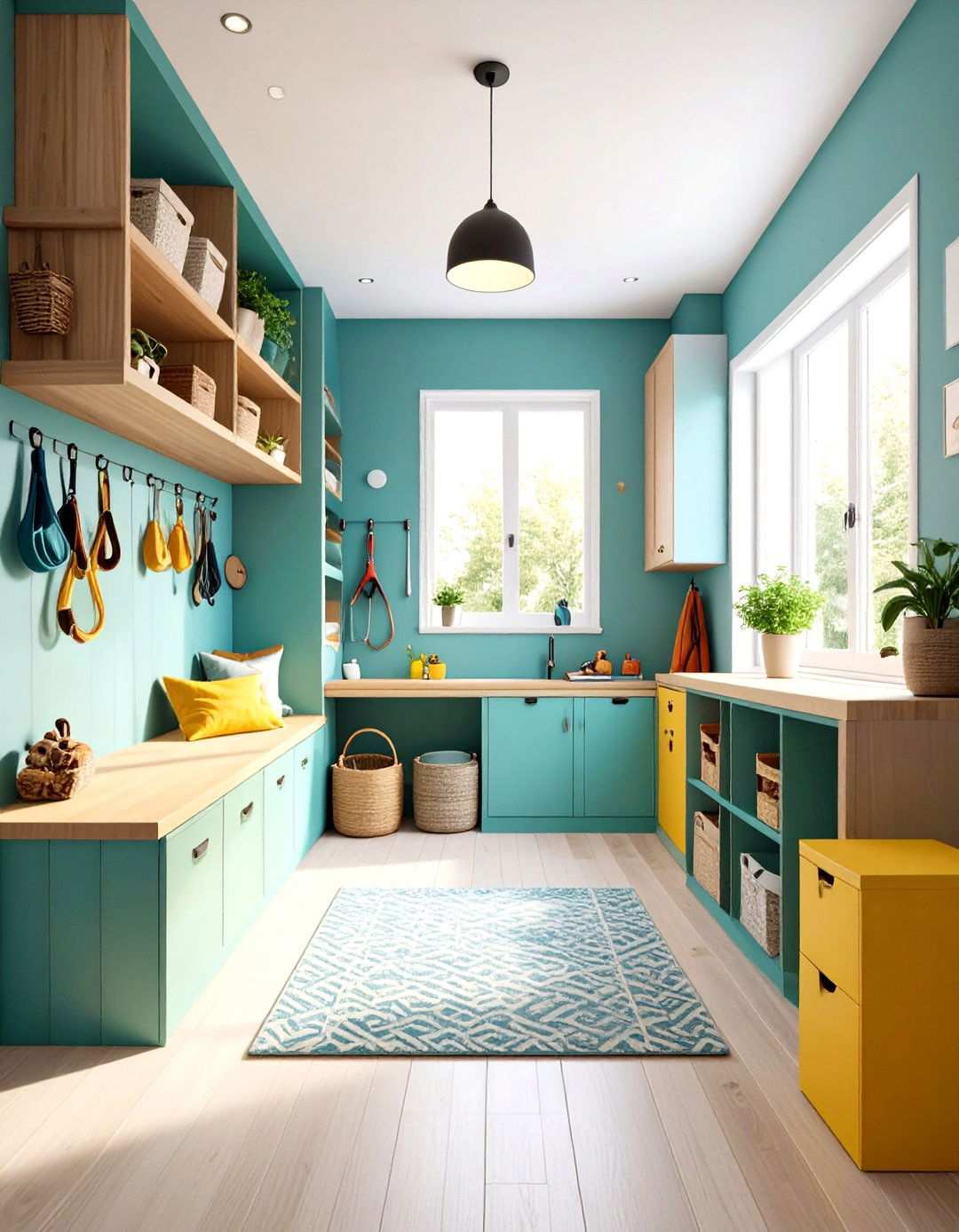 Mudroom with Pet Station Area - 24 Mud Room Ideas