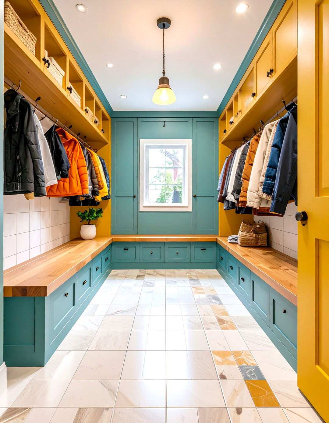 Mudroom with Tile Flooring Design - 24 Mud Room Ideas
