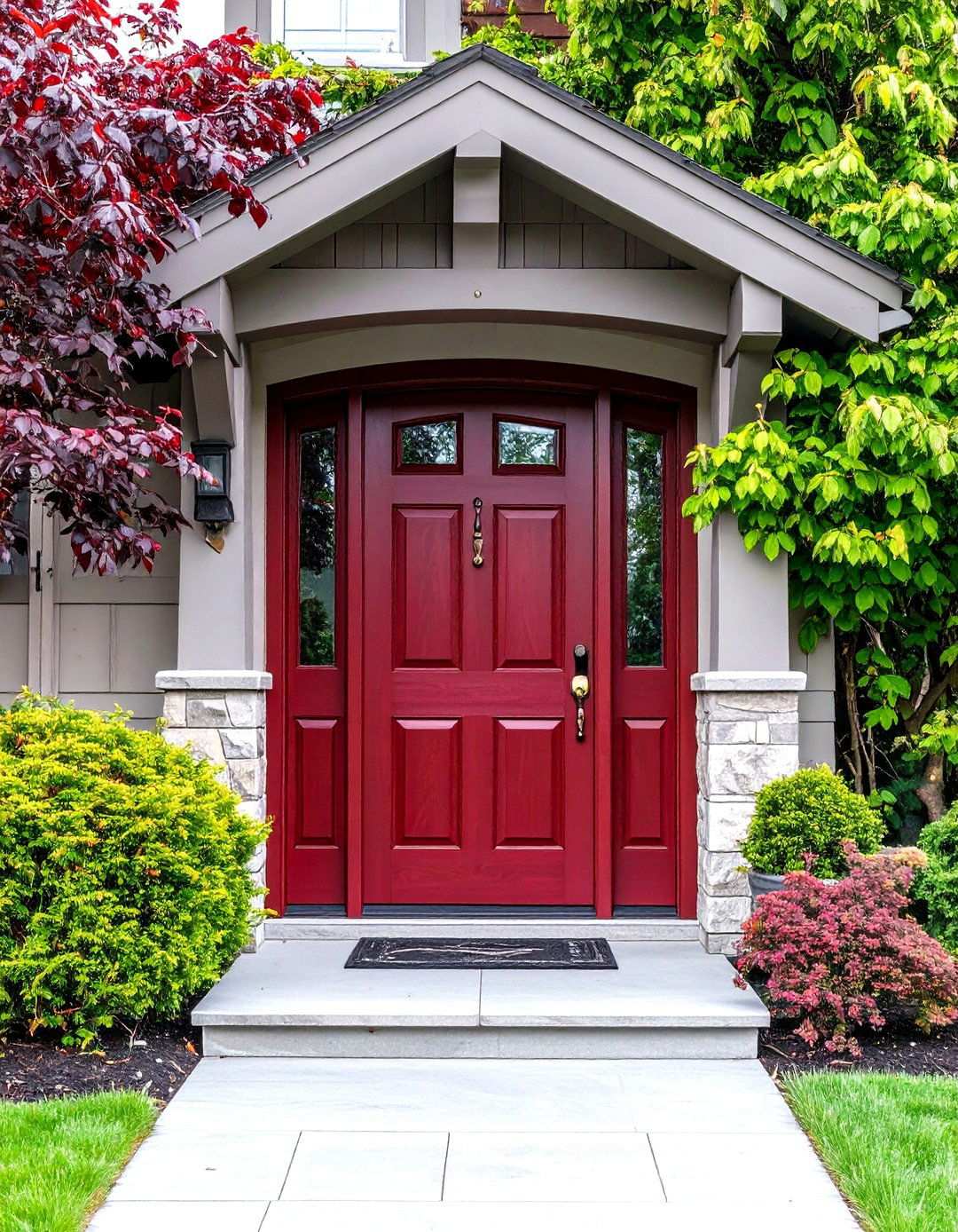 Mulberry Deep Red Stained Front Door - 24 Stained Front Door Ideas