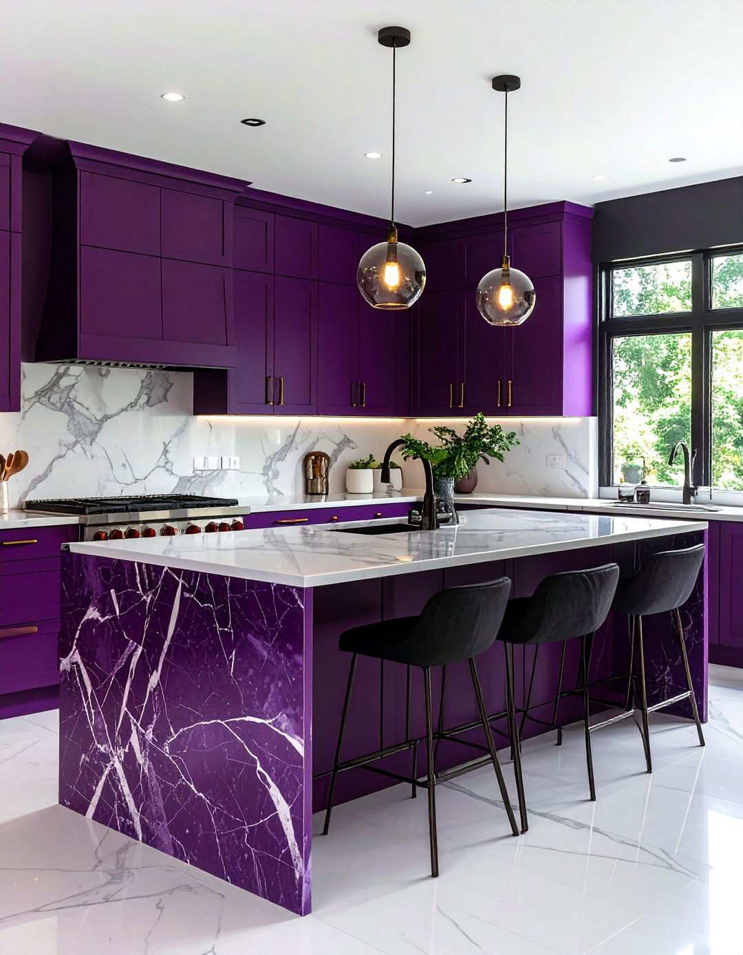 Mulberry Kitchen Island Workspace - 24 Purple Kitchen Ideas