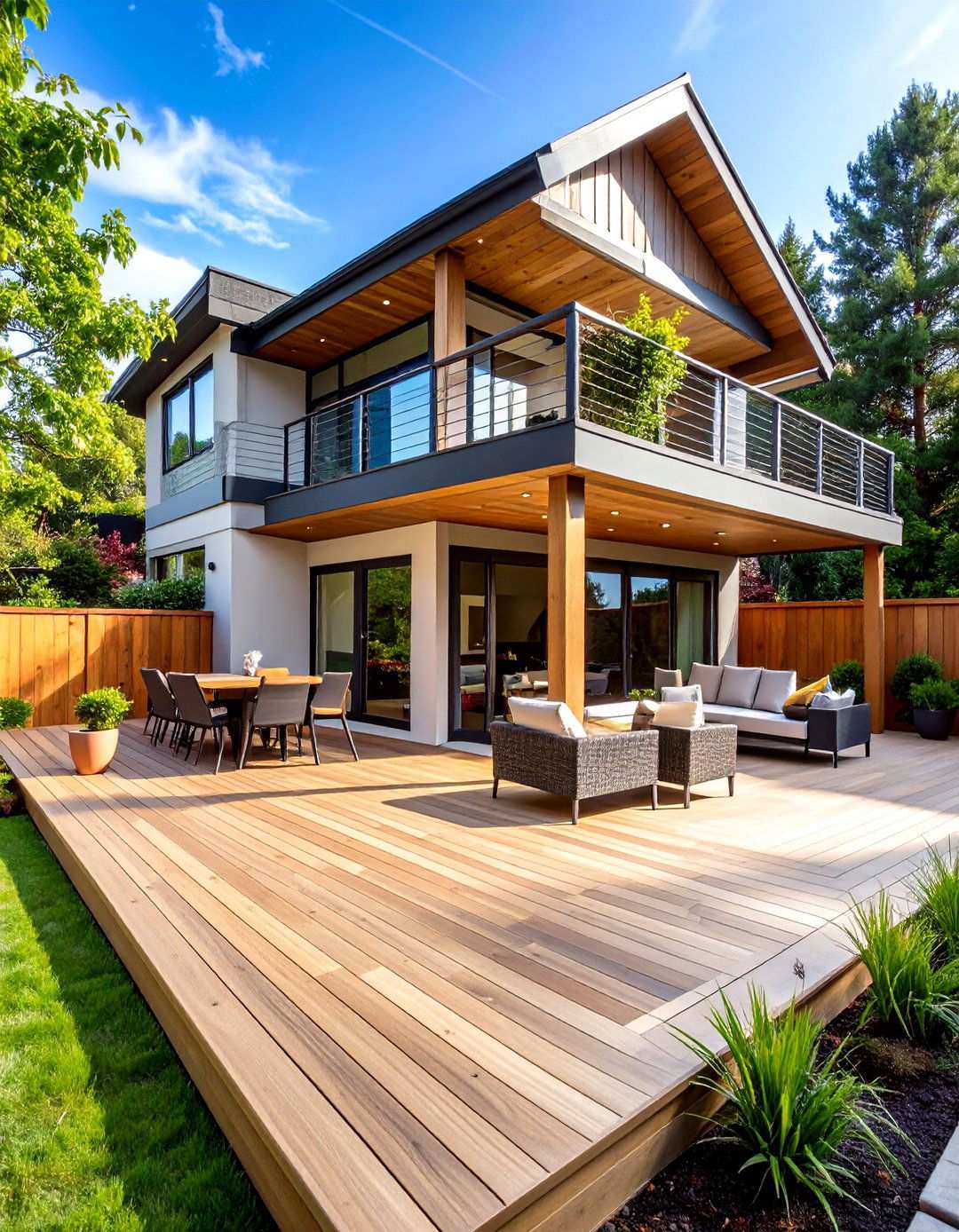 Multi Level Deck Entertainment Zone - 24 Modern Backyard Ideas
