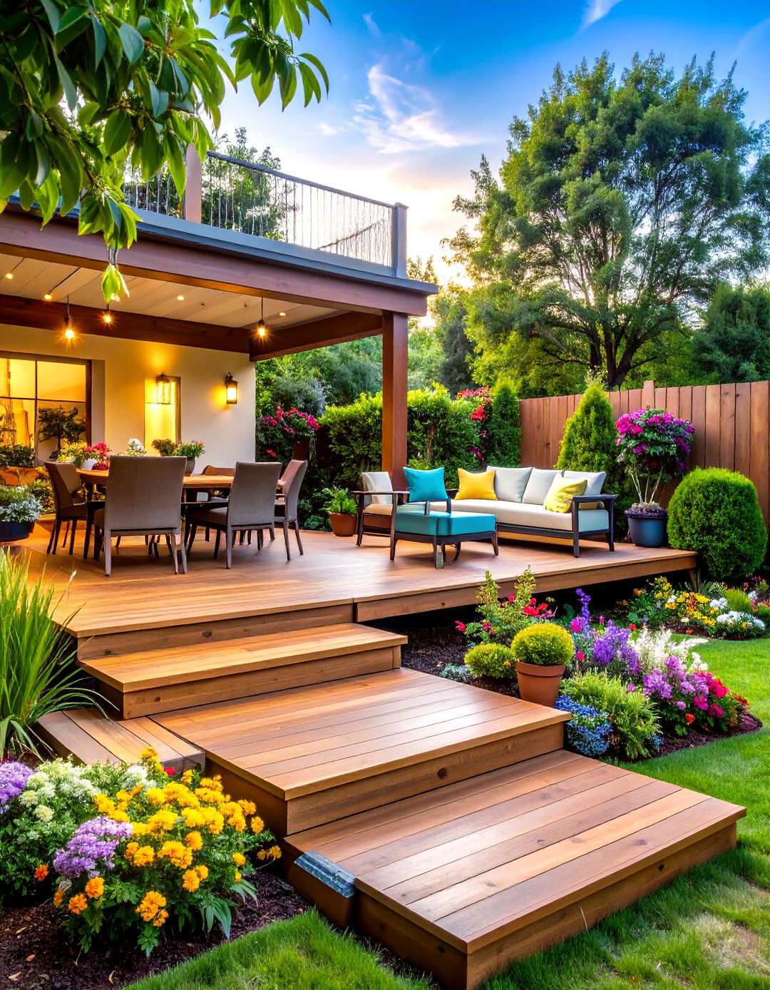 Multi Level Entertaining Platform - 24 Mobile Home Deck Ideas