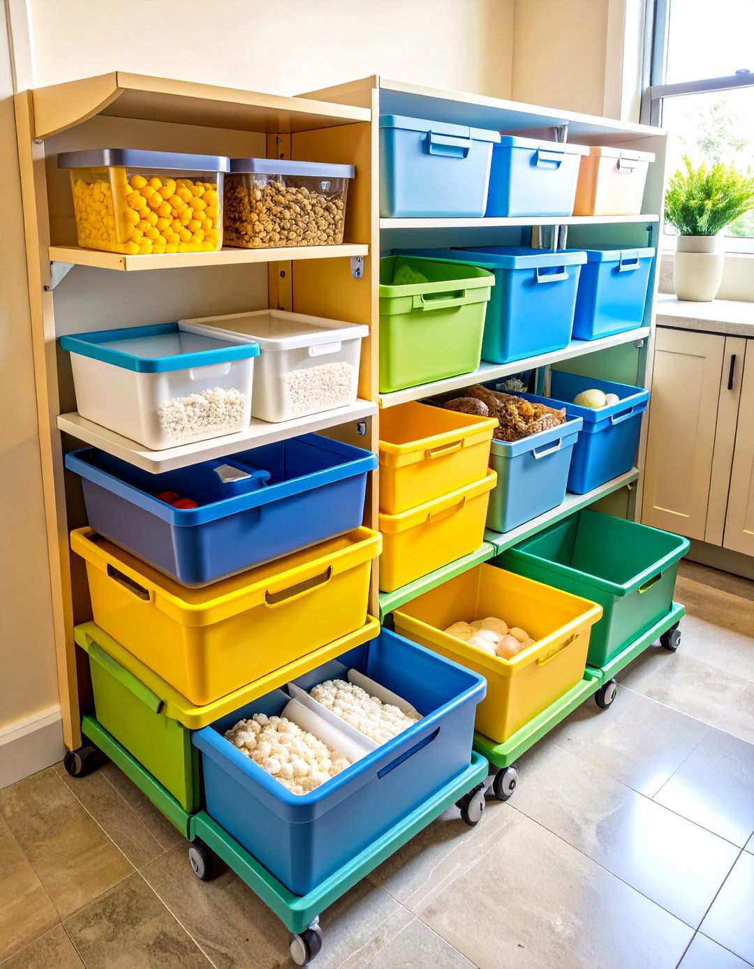 Multi Level Floor Storage Platform - 24 Small Pantry Ideas