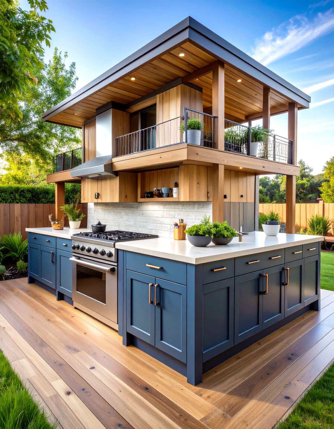 Multi Level Mud Kitchen with Upper Storage Cabinets - 24 Mud Kitchen Ideas