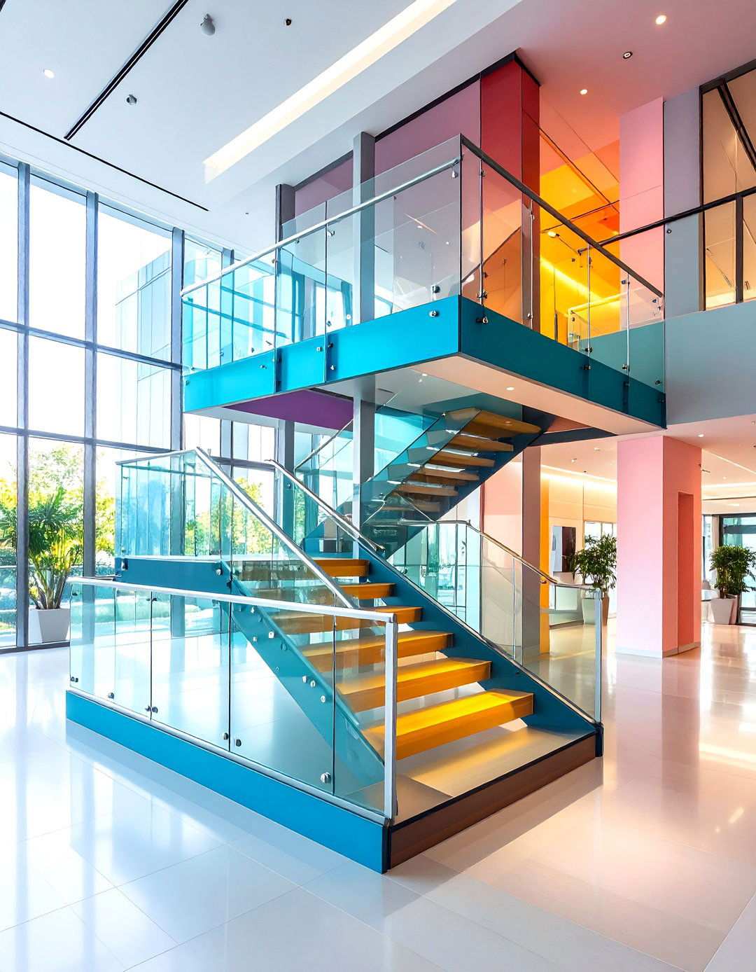 Multi Level Platform System with Glass Guards - 24 Open Staircase Ideas