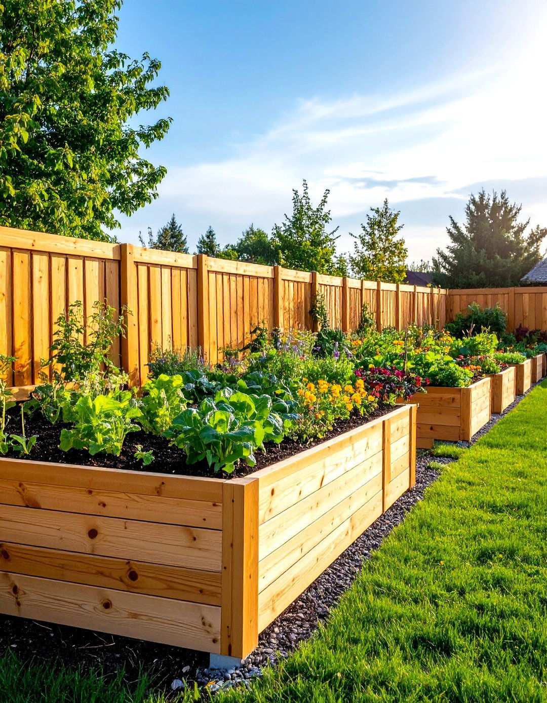 Multi Level Raised Bed Integrated Fence System - 24 Vegetable Garden Fence Ideas
