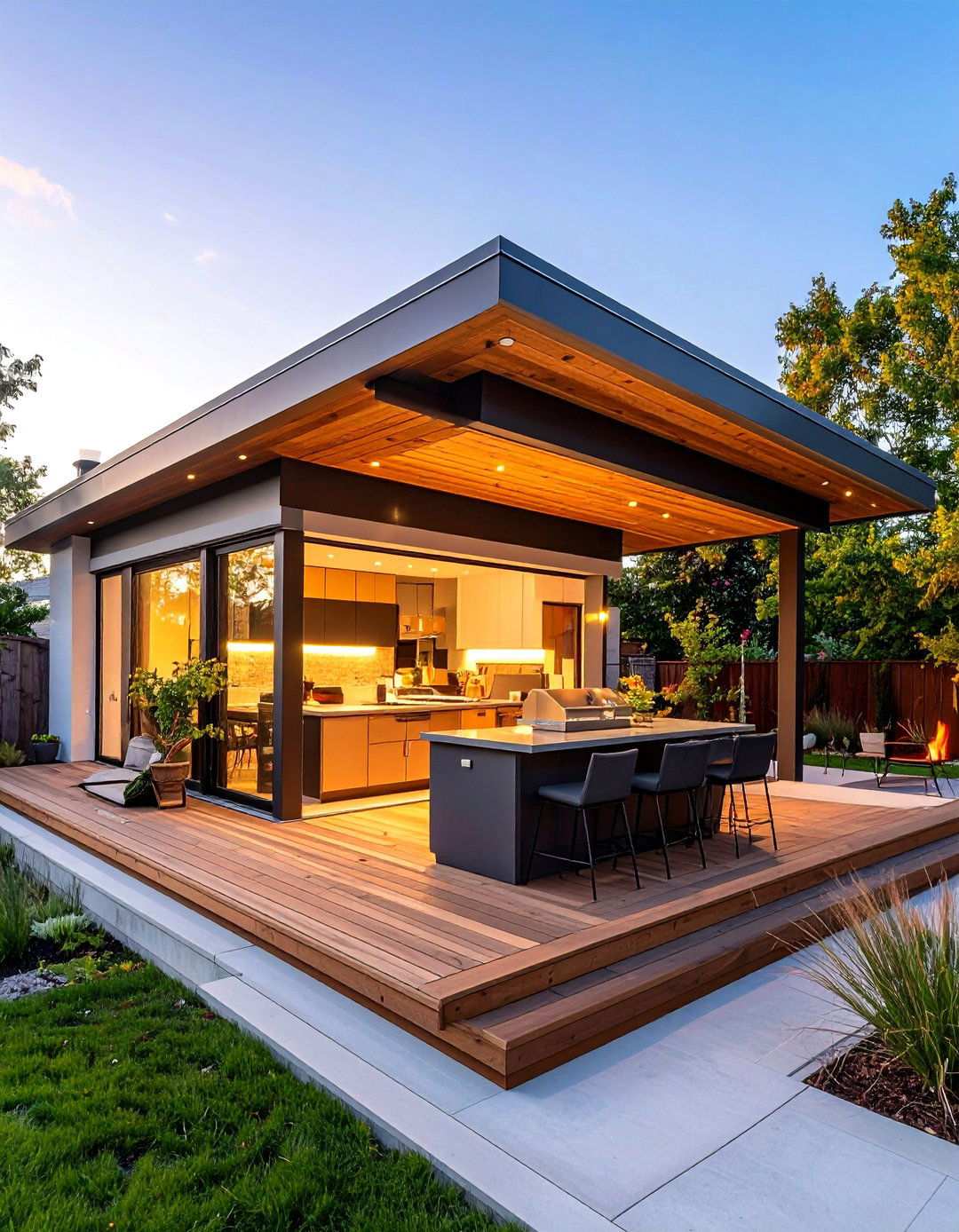 Multi Level Stepped Roof - 24 Outdoor Kitchen Roof Ideas