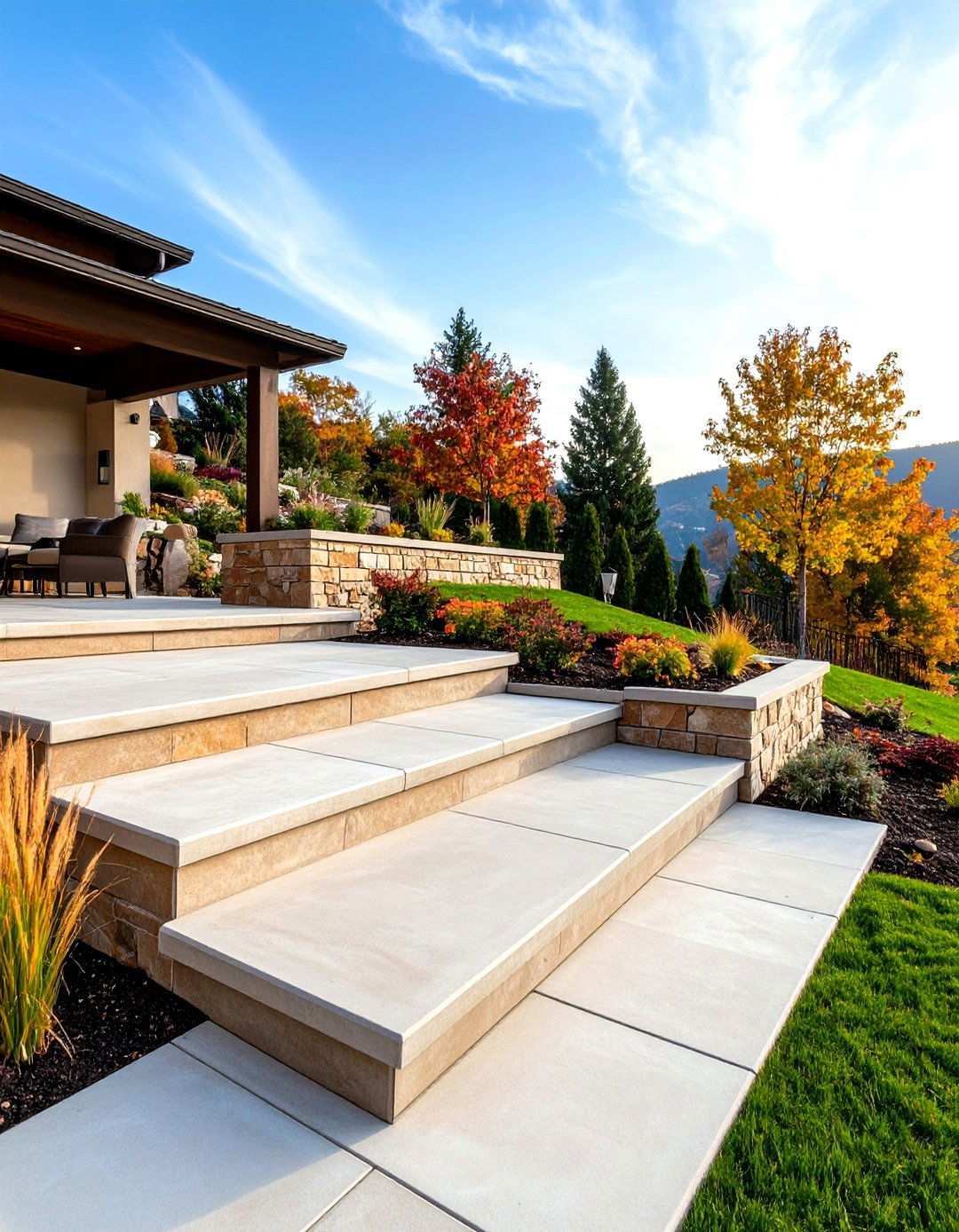 Multi Level Terraced Concrete Patio Design - 24 Raised Concrete Patio Ideas