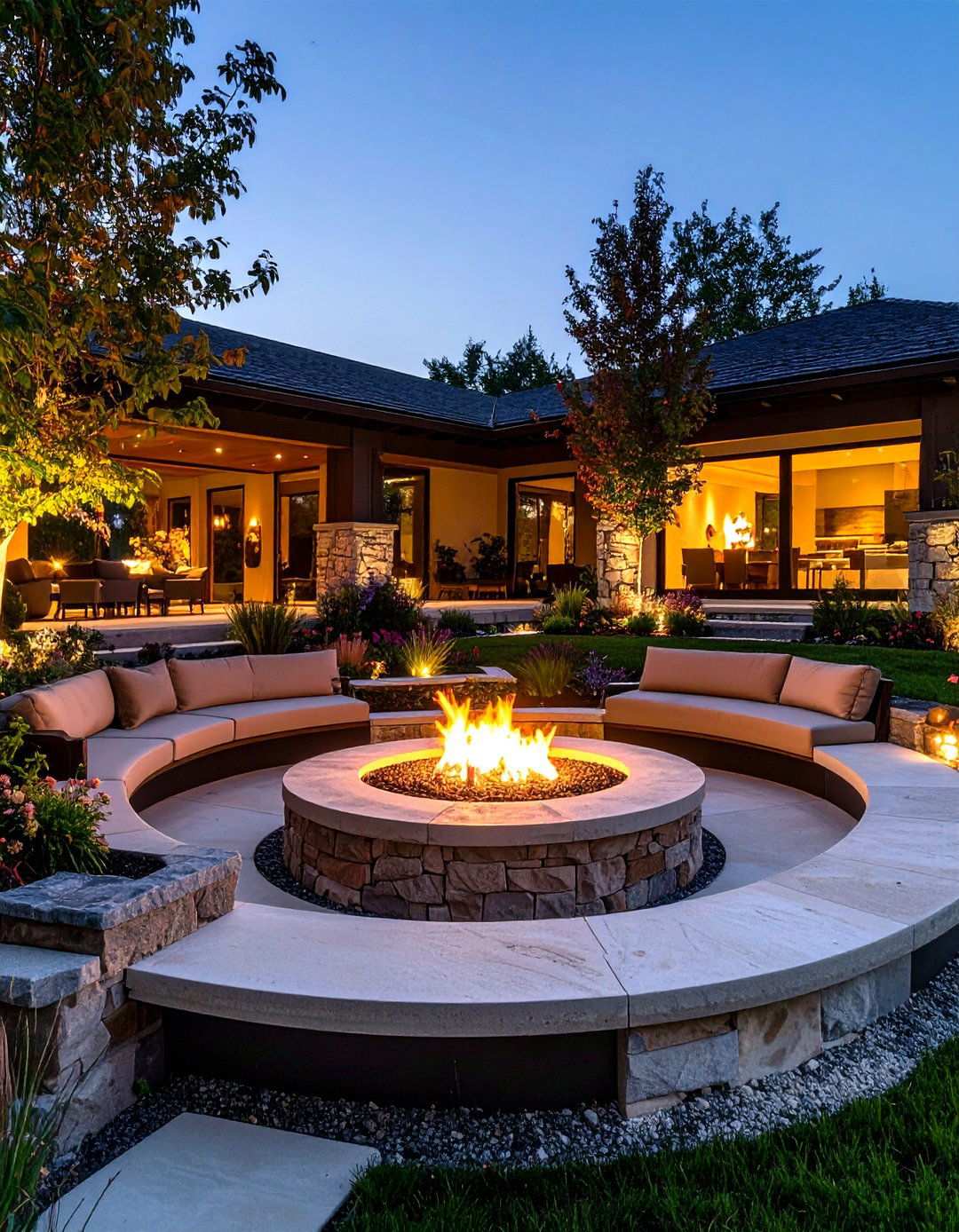 Multi Level Terraced Fire Ring - 24 Wood Burning Fire Pit Ideas