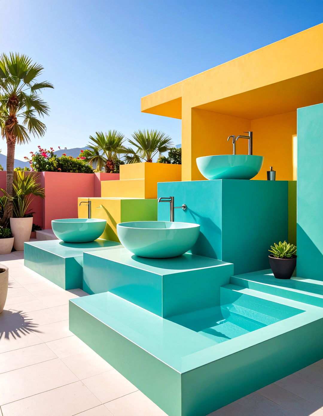Multi Level Terraced Washing Station - 24 outdoor sink ideas