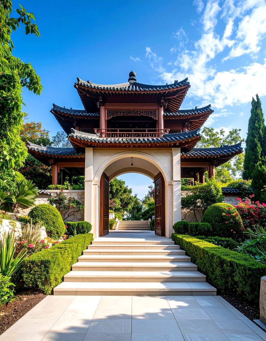 Multi Level Tiered Gate - 24 Japanese Garden Gate Design Ideas