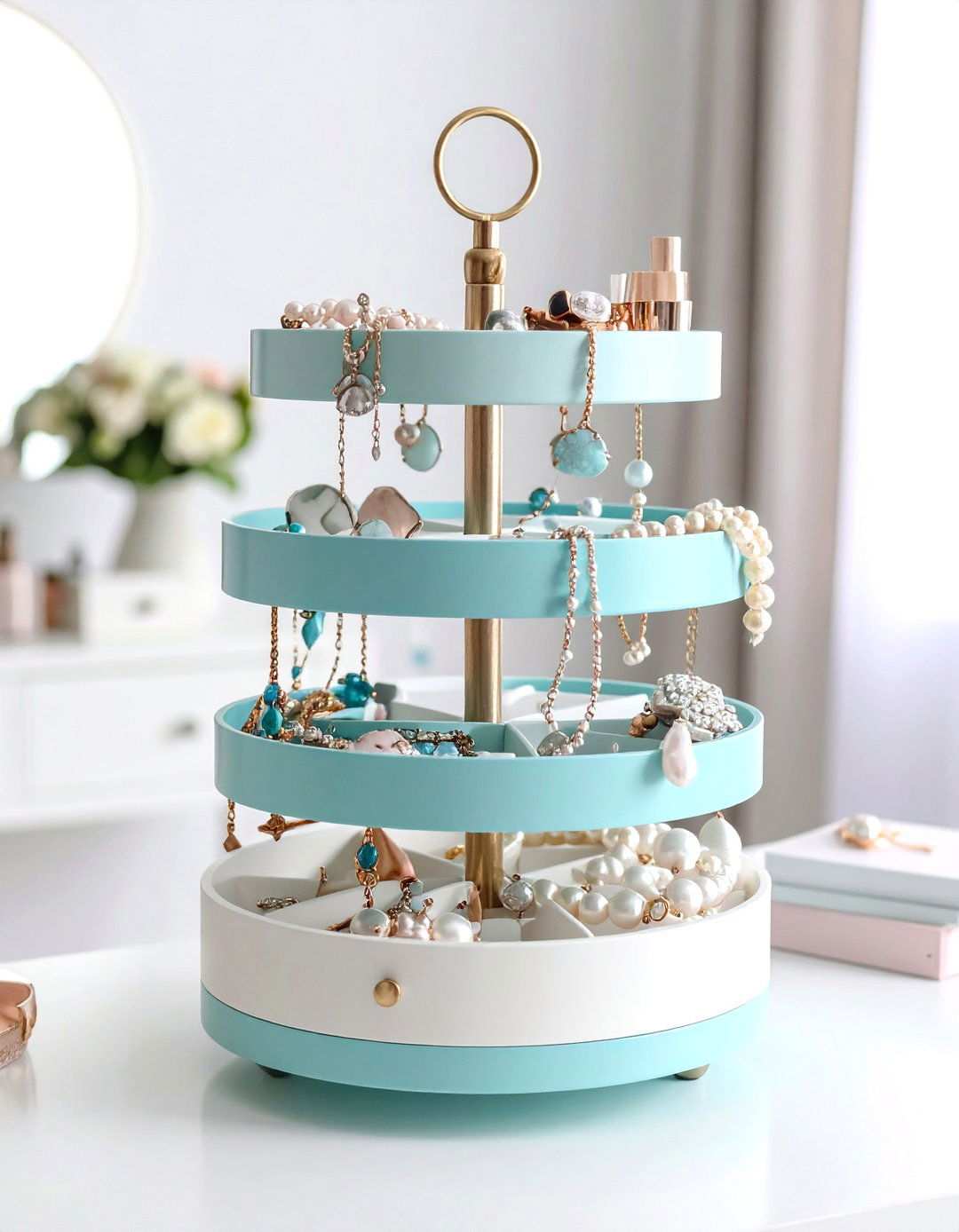 Multi Tier Carousel Storage Solutions - 24 Jewelry Storage Ideas