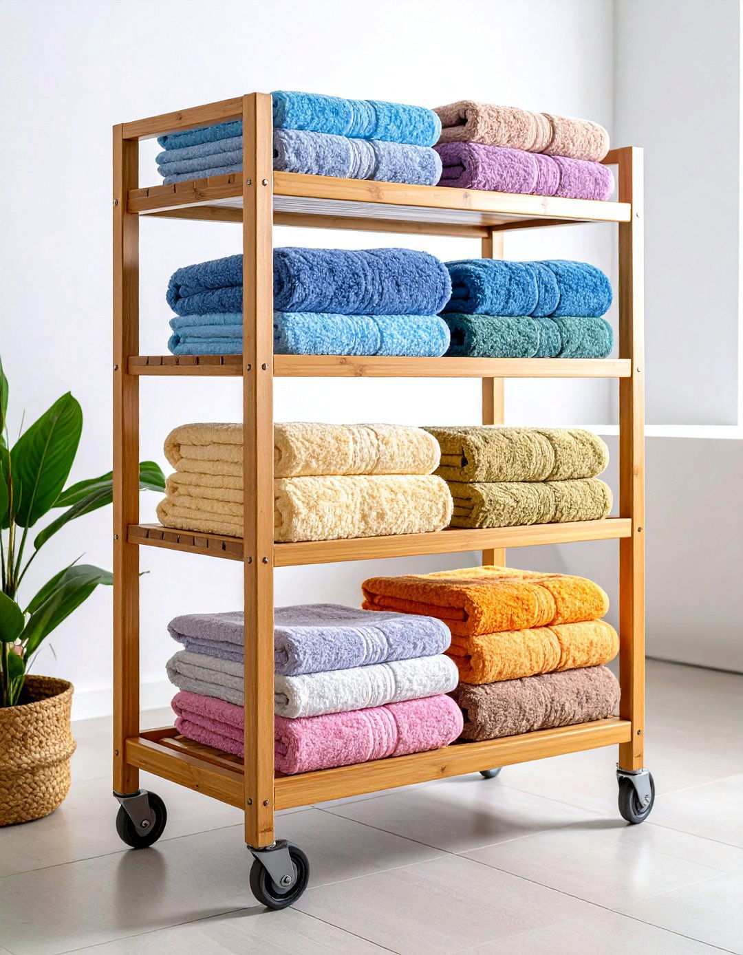 Multi Tier Trolley Storage - 24 Towel Storage Ideas