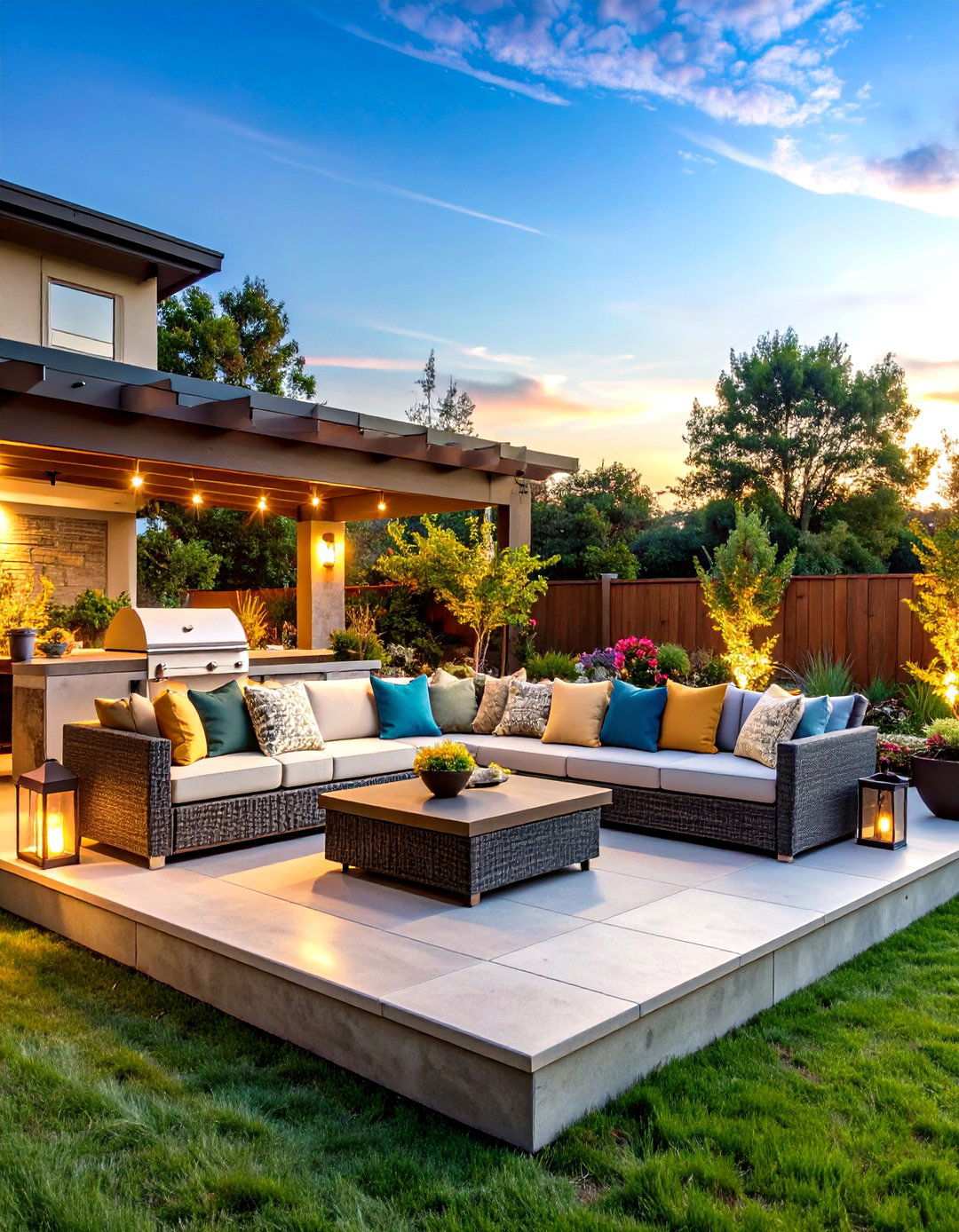 Multi Zone Raised Concrete Entertainment Platform - 24 Raised Concrete Patio Ideas
