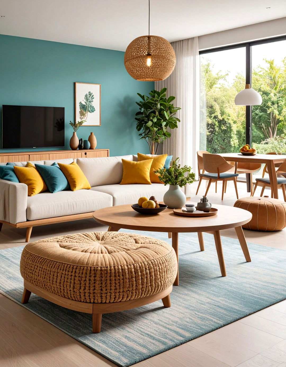 Multifunctional Storage Ottoman with Drop Leaf Table - 24 Small Living Room Ideas With Tv and Dining Table