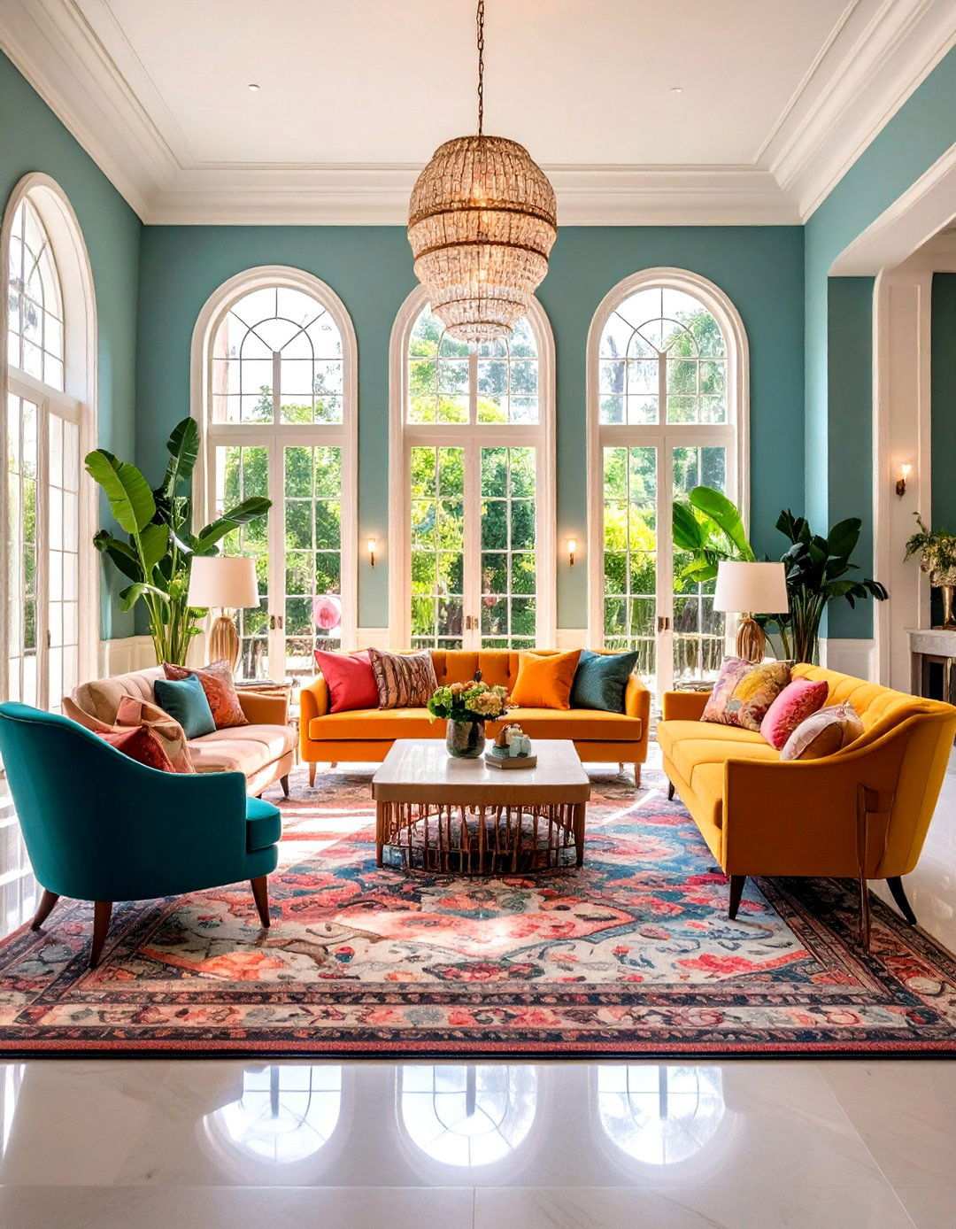 Multiple Seating Area Living Room - 24 Mansion Living Room Ideas