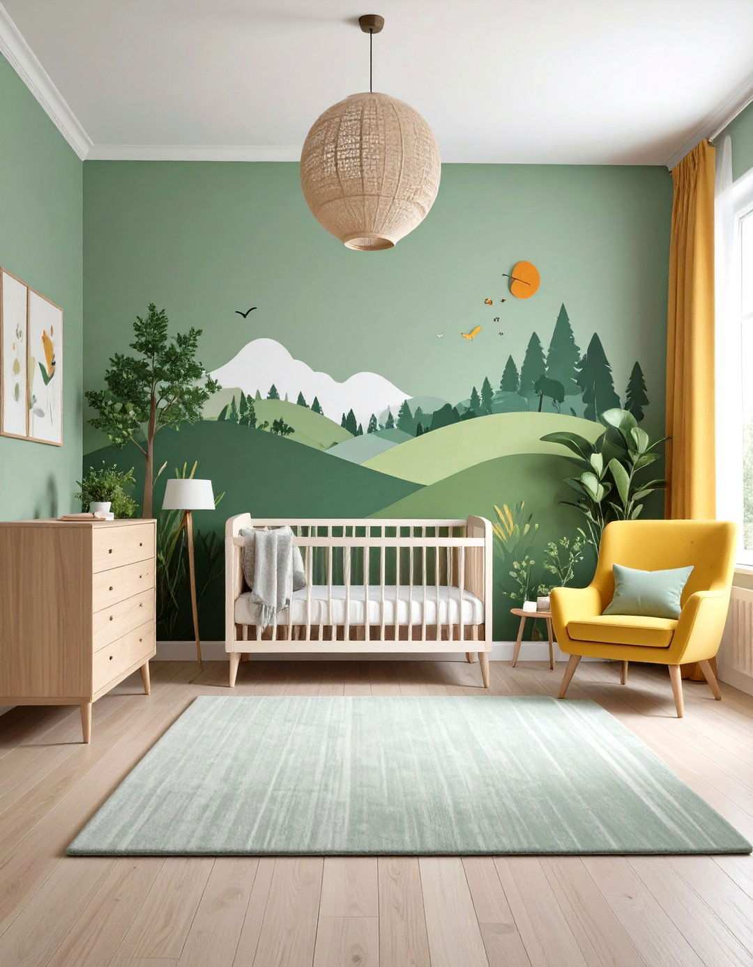 Mural Statement Wall - 24 Sage Green Nursery Ideas