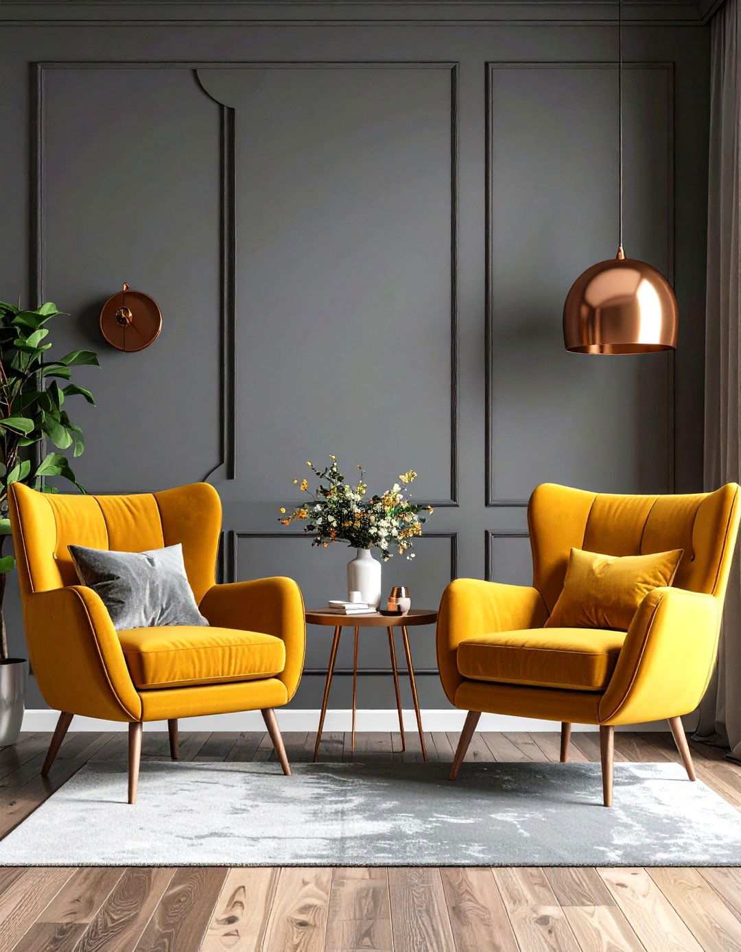 Mustard Yellow and Grey Modern Warmth - 24 Two Colour Combination for Living Room