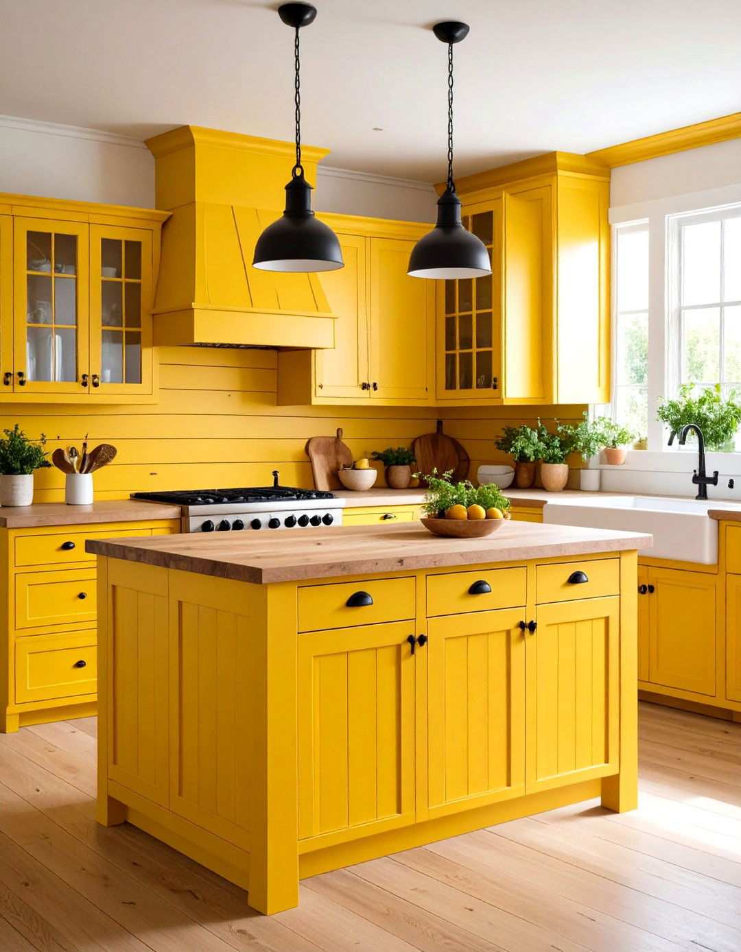 Mustard Yellow Cheerful Vintage Charm - 24 Shiplap Kitchen Island Ideas