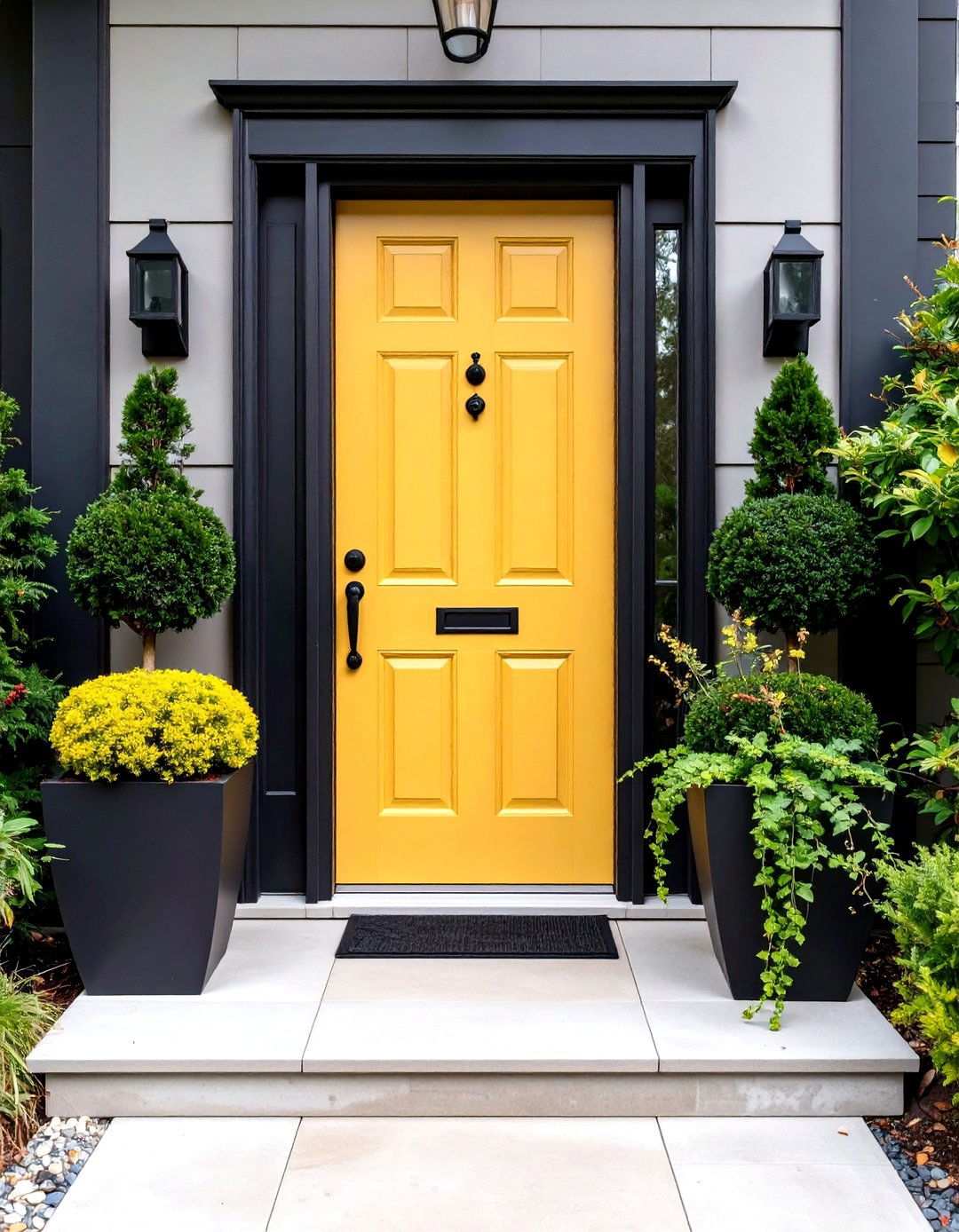 Mustard Yellow Door with Black Trim and Hardware - 24 Mustard Yellow Front Door Ideas