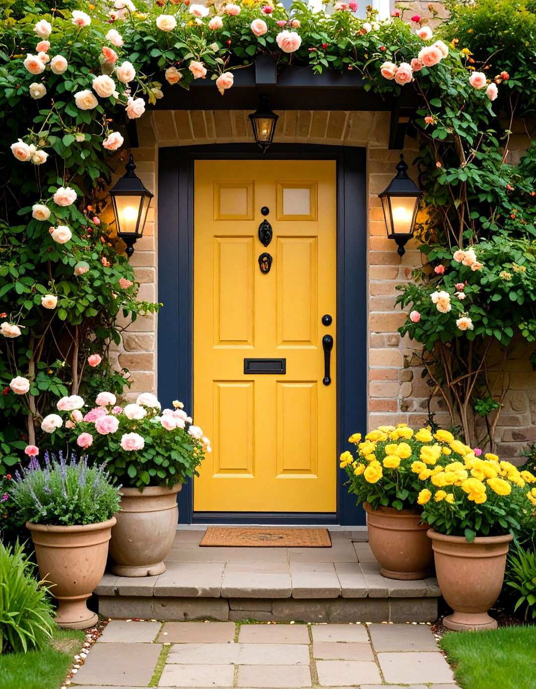 Mustard Yellow Door with English Cottage Charm - 24 Mustard Yellow Front Door Ideas