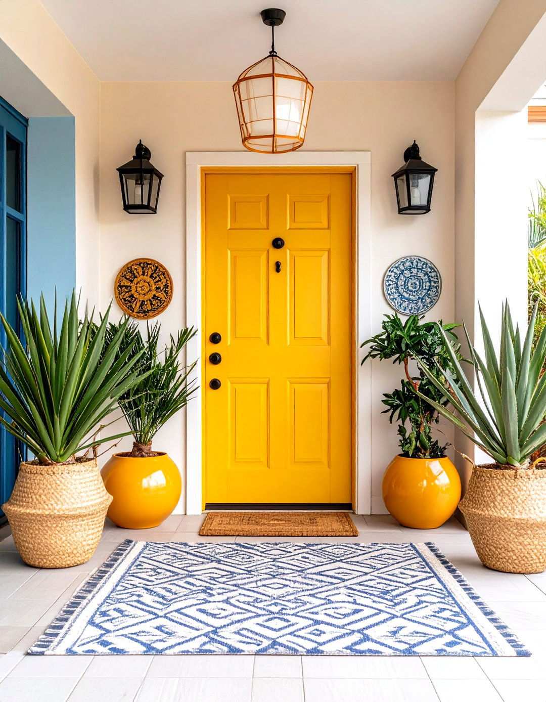 Mustard Yellow Door with Mid Century Modern Styling - 24 Mustard Yellow Front Door Ideas