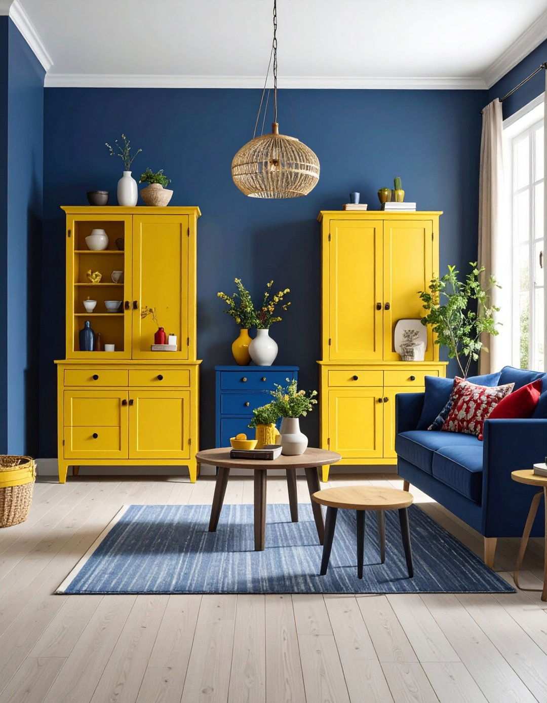 Mustard Yellow Painted Furniture - 24 Primitive Living Room Ideas