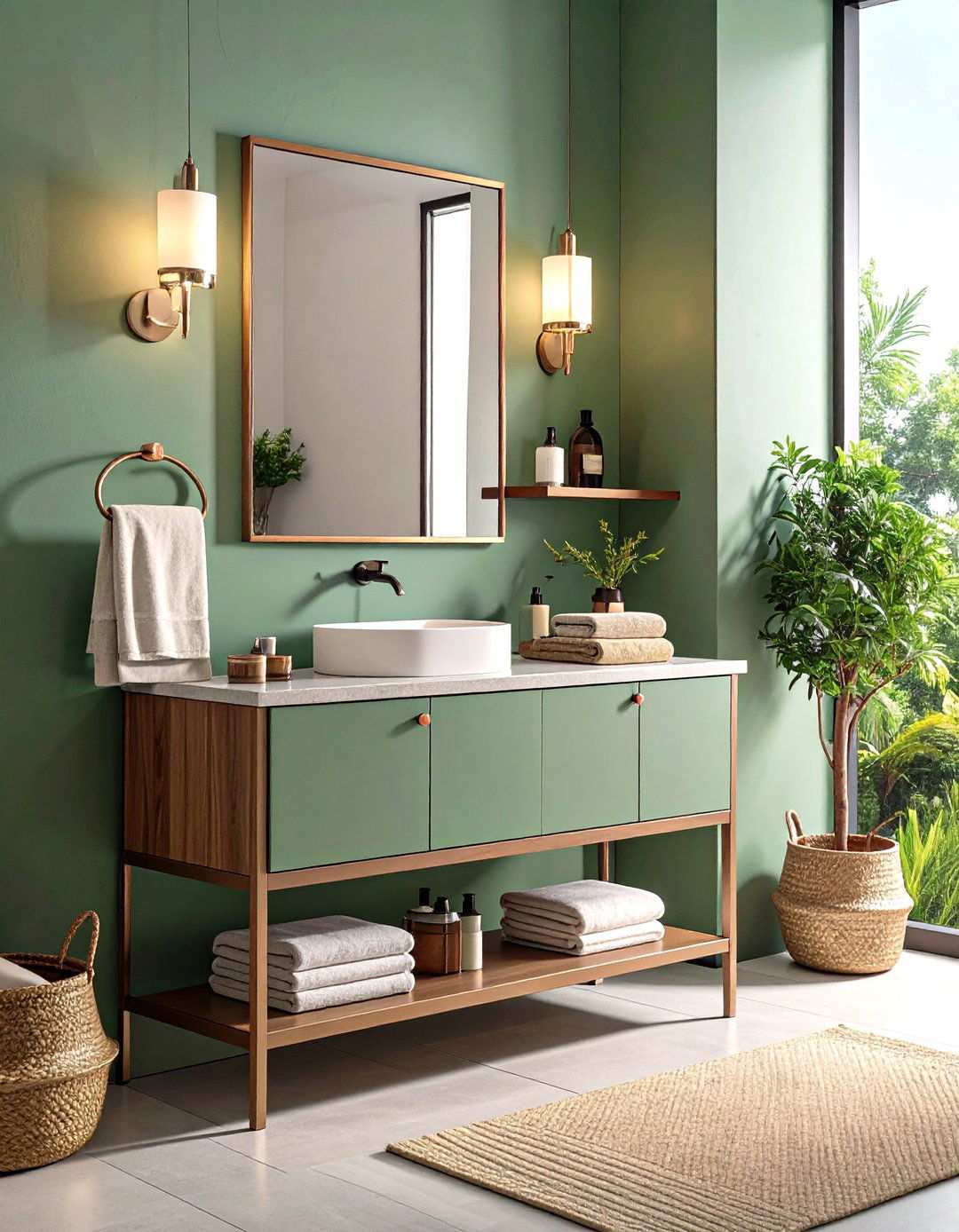 Narrow Console Vanity with Towel Bar Integration - 24 Small Bathroom Vanity Ideas