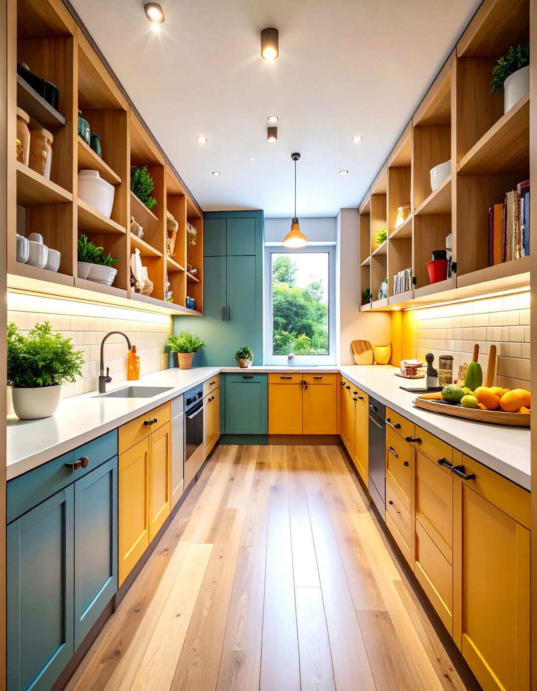 Narrow Galley Style with Vertical Storage Solutions - 24 Open Pantry Ideas