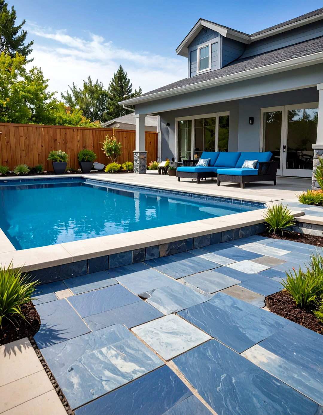 Natural Bluestone Flagstone Pool Patio - 24 Pavers Around Pool Ideas