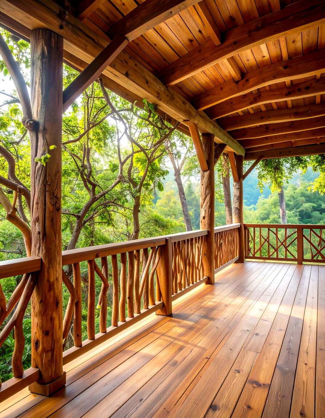 Natural Branch Horizontal Design - 24 Horizontal Deck Railing Ideas